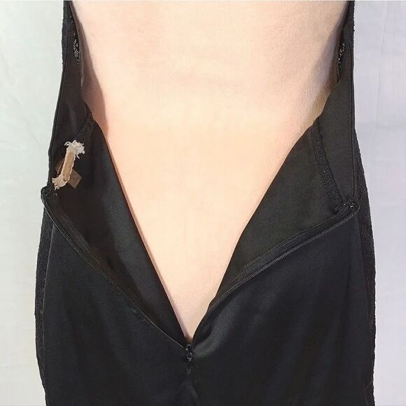 Y2K Black Satin And Lace Strappy Tank Mini Slip Dress Large *fits like Small - Picture 11 of 16